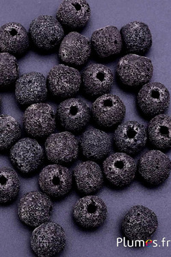 Perles en pierre de lave - Ø 10 mm, trou 2 mm - noir